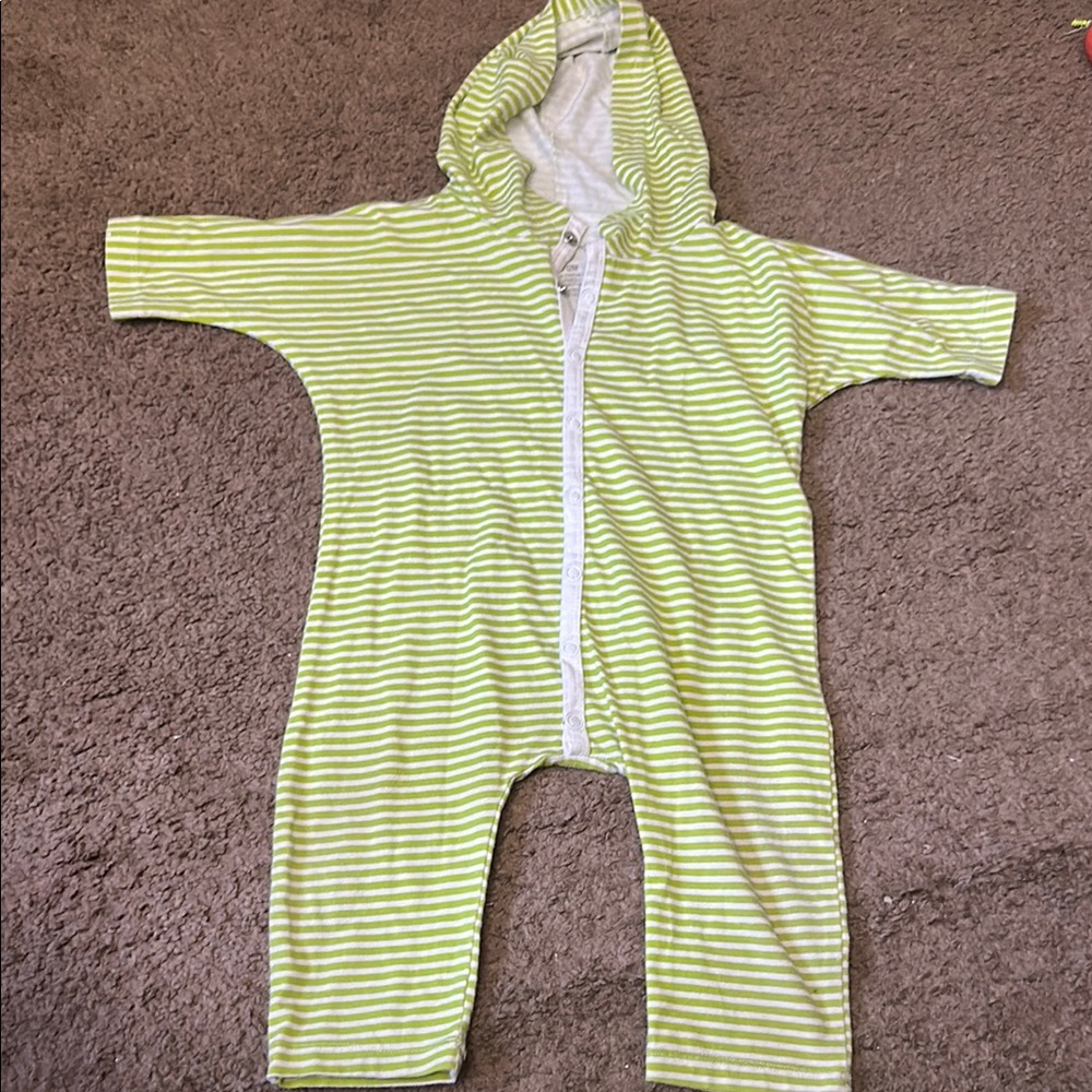 June & January Striped Green Hooded Kids One Piece 6-12 months